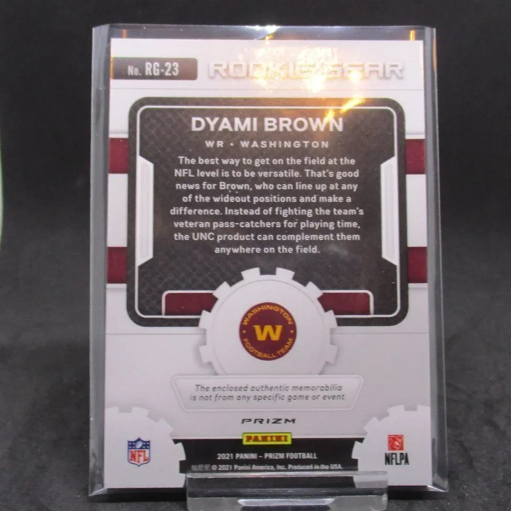 2021 Panini Prizm Dyami Brown Rookie Gear Neon Green Pulsar RC Patch #RG-23